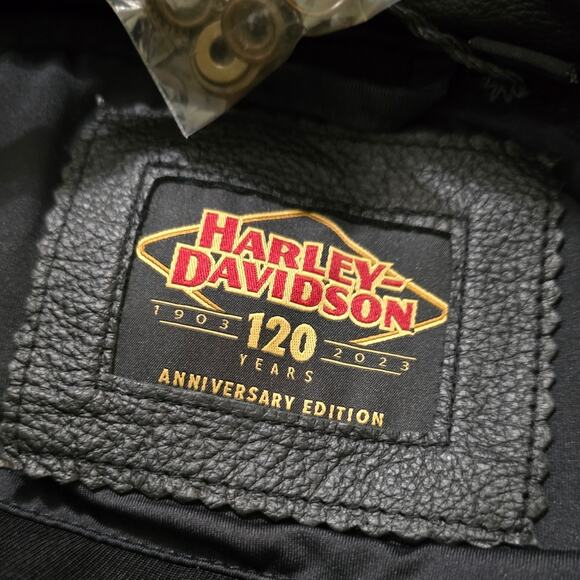 Harley Davidson 120th Anniversary Nostalgia Triple Vent System Leather Jacket 2X - Picture 14 of 16